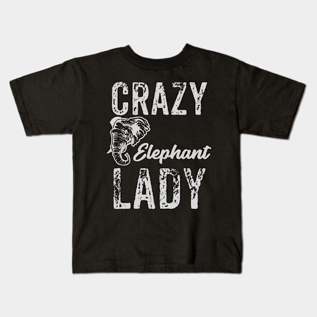 Crazy Elephant Lady Kids T-Shirt by jmgoutdoors